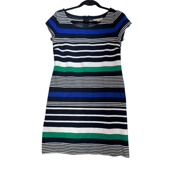 Banana Republic Womens Sheath Dress Suze 8 Multicolor Striped Short Sleeve - Picture 1 of 12